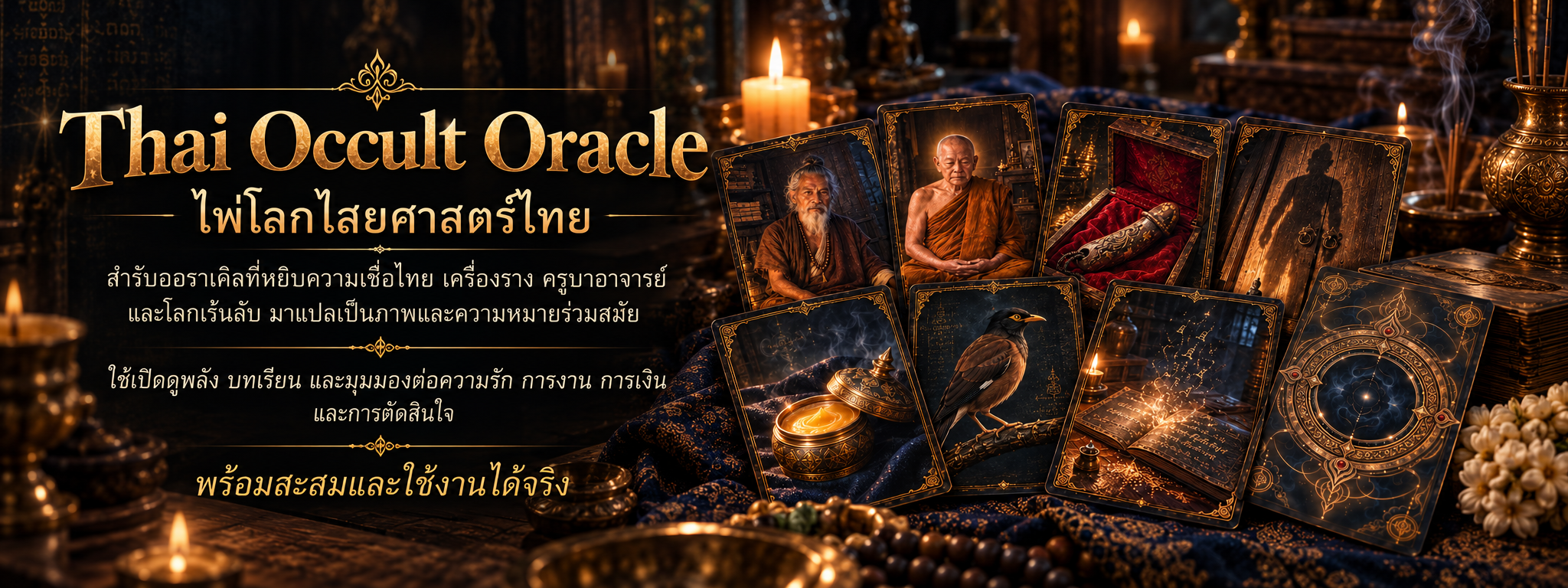 Thai Occult Oracle ไพ่โลกไสยศาสตร์ไทย รวมไพ่จากความเชื่อ เครื่องราง ครูบาอาจารย์ และโลกเร้นลับของไทย